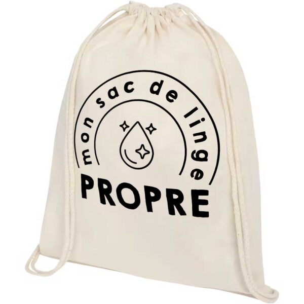 Lot De 5 Sacs à Linge En Coton - 80x48 Cm - Avec Cordon De Serrage - Beige - Réutilisables