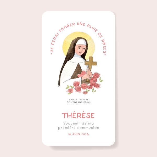 Signets de communion personnalisés - Thérèse - lot de 12